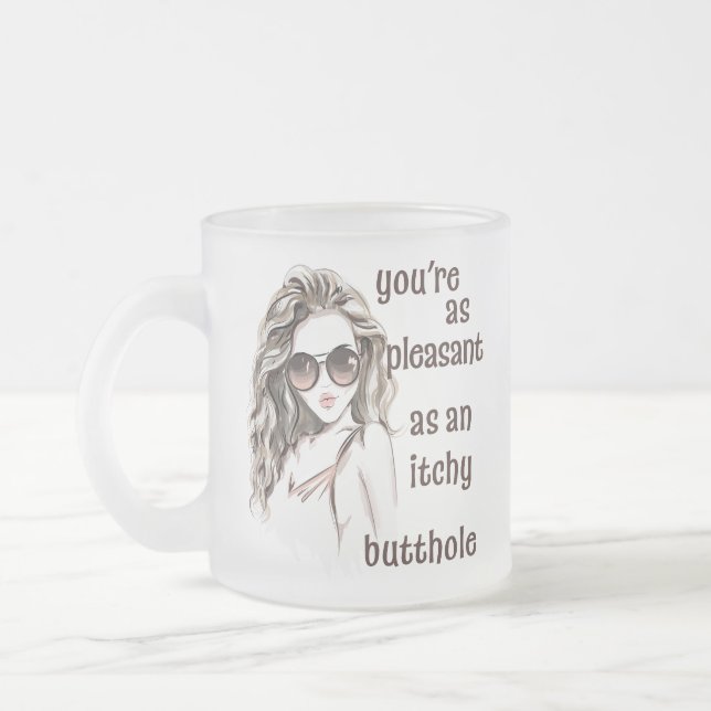 You’re Pleasant  Frosted Glass Coffee Mug (Left)