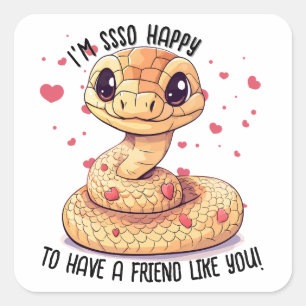 You’re ssso happy... Snake Valentine's Day Square Sticker