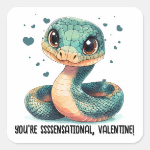You’re ssssensational... Snake Valentine's Day Square Sticker
