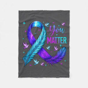 You Ribbon Bird Suicide Prevention Awareness Fleece Blanket