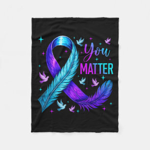 You Ribbon Bird Suicide Prevention Awareness Fleece Blanket