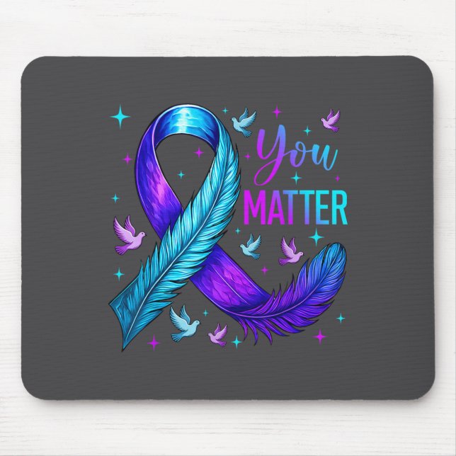 You Ribbon Bird Suicide Prevention Awareness  Mouse Mat (Front)
