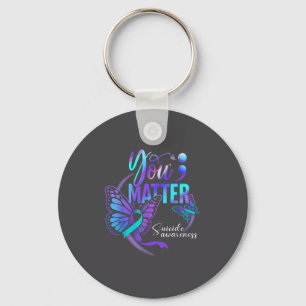 You Ribbon Butterfly Suicide Awareness Women Men  Key Ring