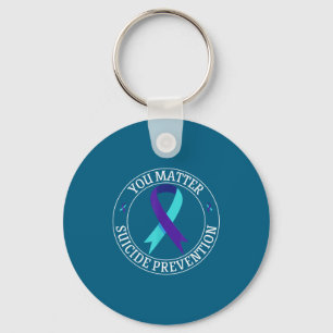 You Ribbon Teal & Purple Suicide Prevention Aw Key Ring