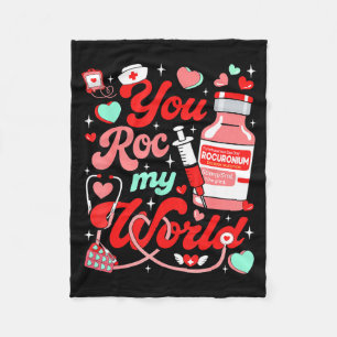You Roc My World Nurse Valentine Day Er Ed Icu Nic Fleece Blanket