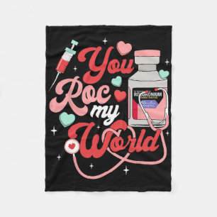 You Roc My World Nurse Valentine Day Er Icu Nicu R Fleece Blanket