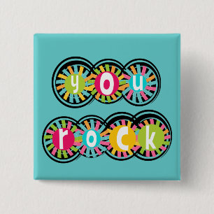 You Rock 15 Cm Square Badge