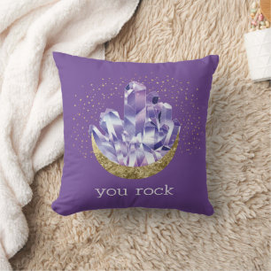 You Rock Amethyst Crystals Mystical Watercolor Cushion