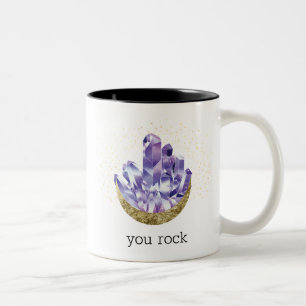 You Rock Amethyst Crystals Mystical Watercolor  Two-Tone Coffee Mug