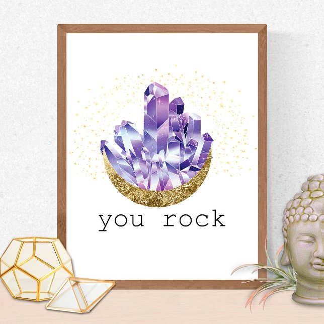 You Rock Amethyst Crystals Spiritual Watercolor Poster (Creator Uploaded)