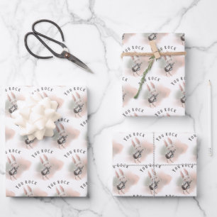 You Rock Bunny Guitar Wrapping Paper Sheets