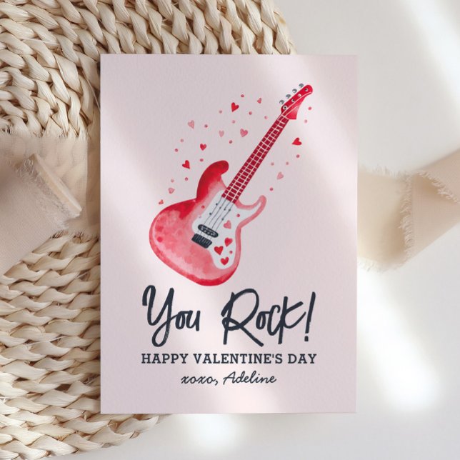 You Rock Electric Guitar Kids Valentines Day Card (Creator Uploaded)