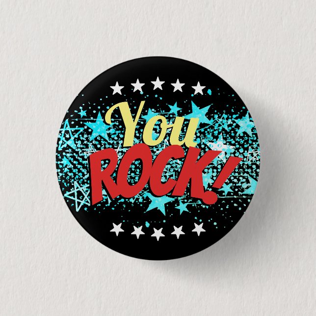 You Rock employee recognition award button (Front)