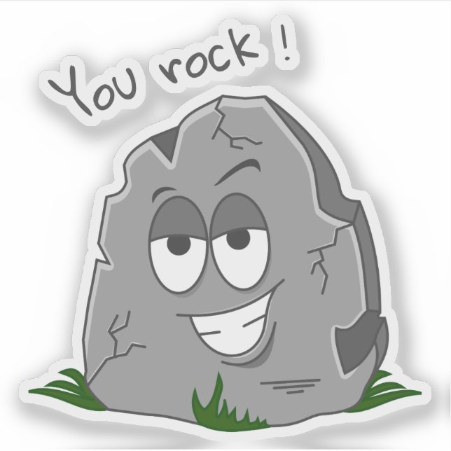 You Rock! Funny Grey Cartoon Stone (Front)