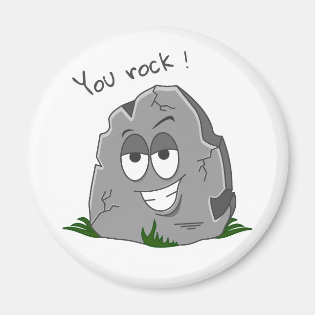 You Rock! Funny Grey Cartoon Stone Magnet (Front)