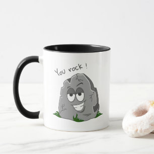 You Rock! Funny Grey Cartoon Stone Mug