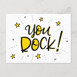 You Rock, hand lettered Postcard
