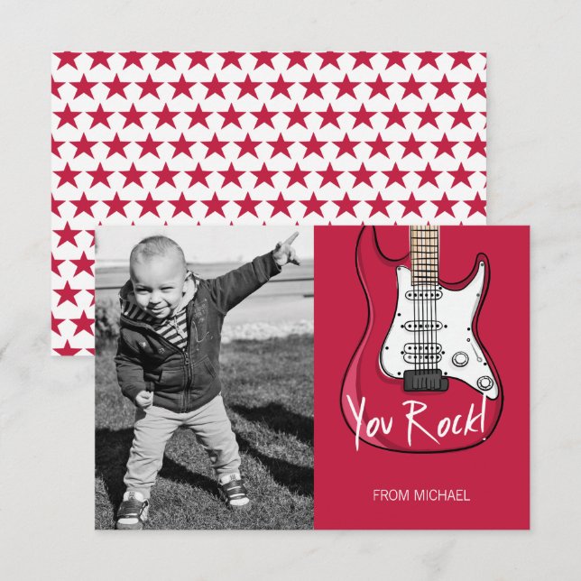 You Rock Kids Classroom Valentine Photo Card (Front/Back)