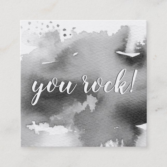 YOU ROCK modern hand lettered script black Square Business Card (Front)