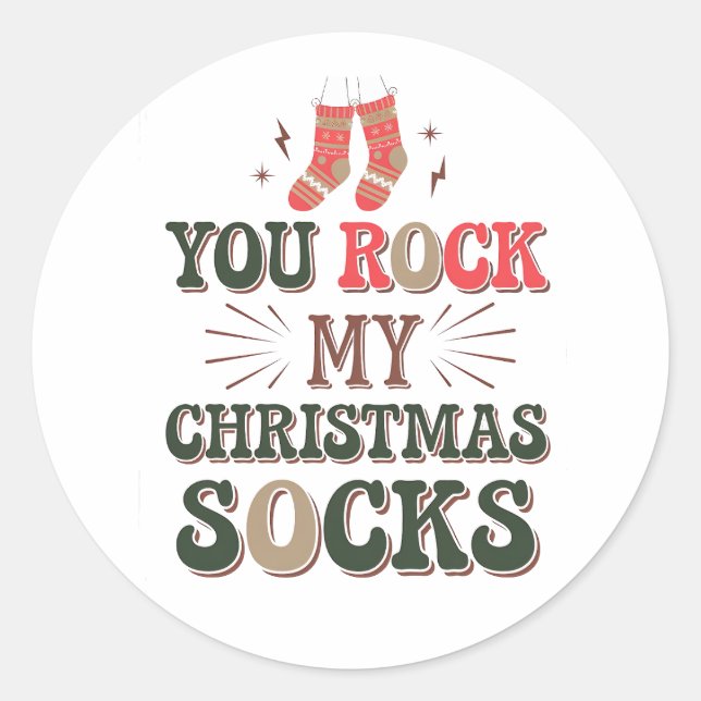 You Rock My Christmas Stocks Sticker Festive  (Front)