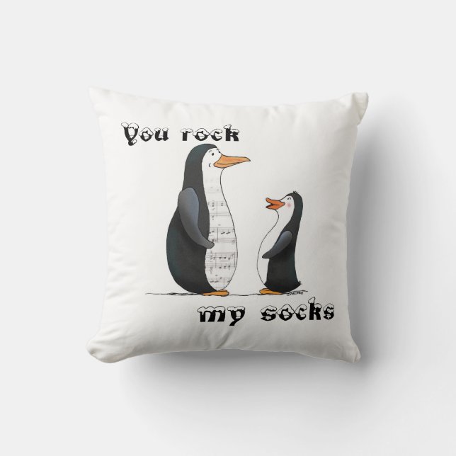 You Rock my Socks Penguin Pillow (Front)
