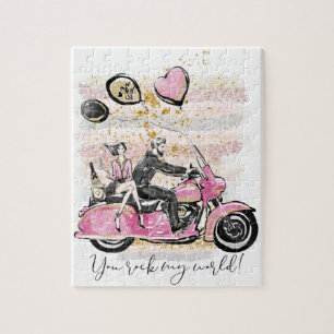 You Rock My World Couple Motorcycle Sublimation Jigsaw Puzzle