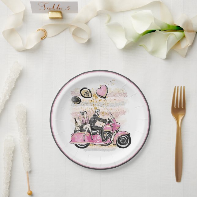 You Rock My World | Couple Motorcycle Sublimation Paper Plate (Wedding)