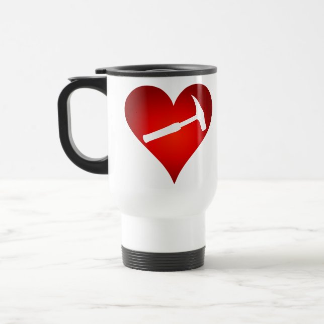 You Rock My World: Rock Hammer Heart Travel Mug (Left)