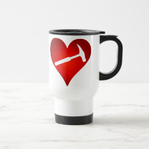 You Rock My World: Rock Hammer Heart Travel Mug