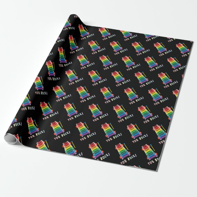 You Rock Rainbow Xylophone Wrapping Paper (Unrolled)