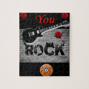 you rock red guitar kids jigsaw puzzle
