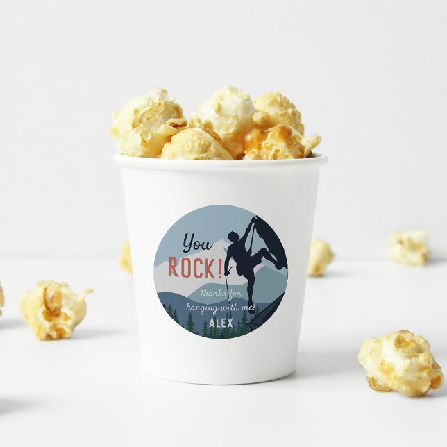 You Rock | Rock Climbing Birthday Party Favour Classic Round Sticker (Creator Uploaded)