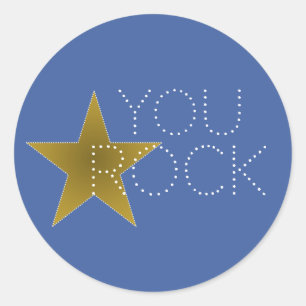 You Rock Star Birthday Party Stickers Blue Gold