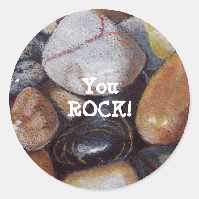 "YOU ROCK!" Stickers: Artwork: Realism: Stones Classic Round Sticker (Front)