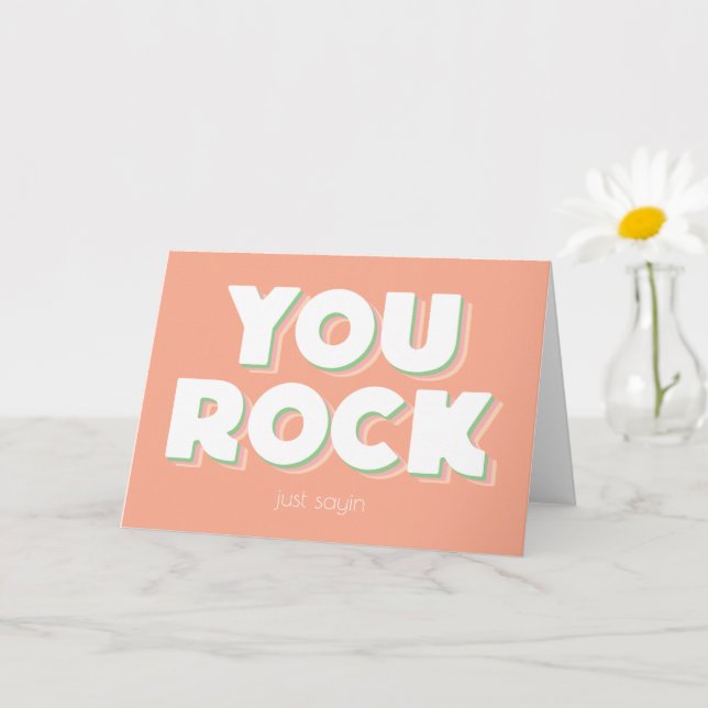 You Rock Thank You Folded Greeting Card (Small Plant)