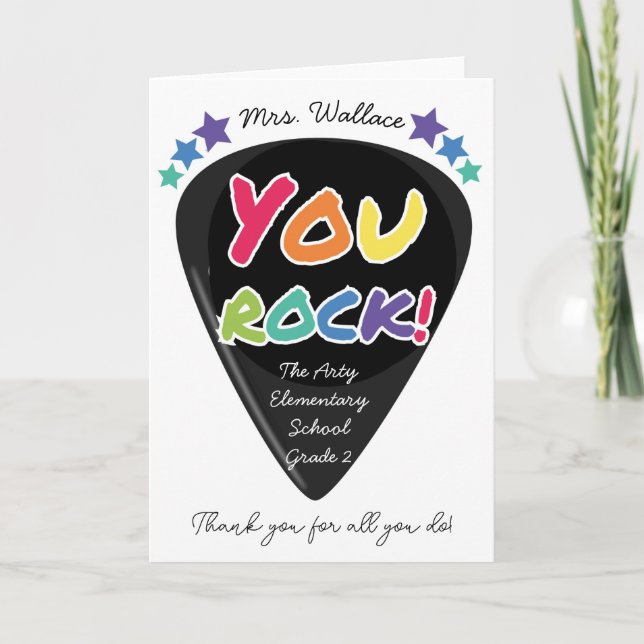 You ROCK Thank you for all you do music teacher Card (Front)