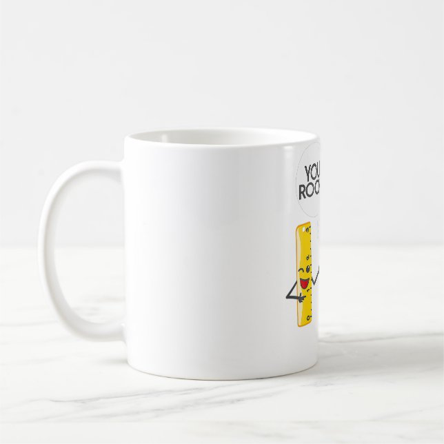 You Rock You Rule  Cute Great Rocker and Ruler Gif Coffee Mug (Left)