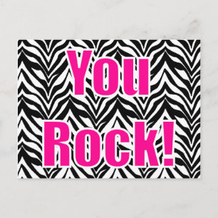 You Rock! Zebra Print Postcard