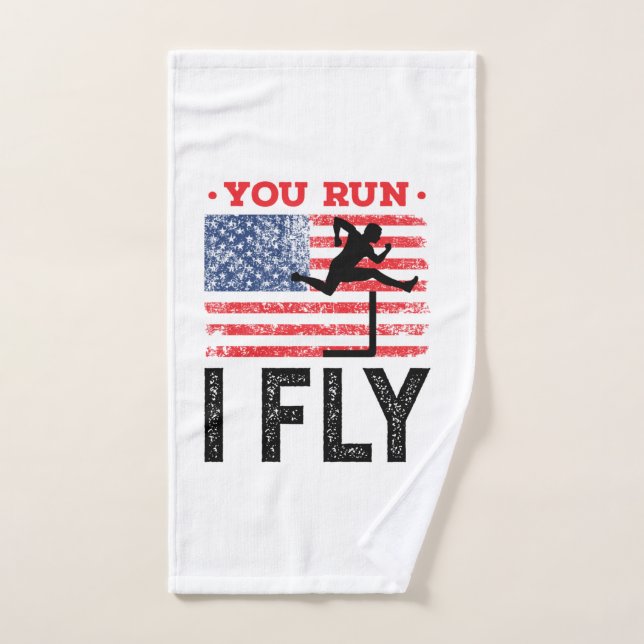You Run I Fly Track and Field Hurdles Hurdler Hand Towel (Hand Towel)