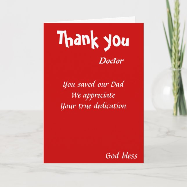 you saved our dad doctor thank you card (Front)