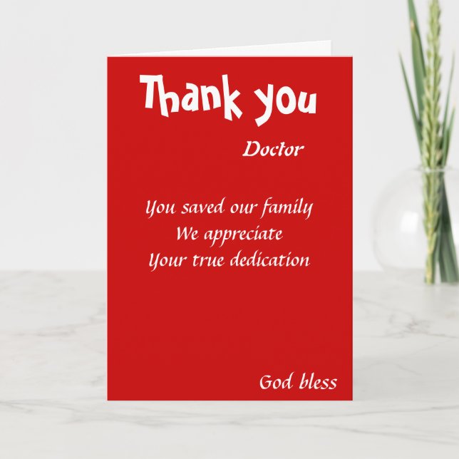 you saved our family doctor thank you card (Front)
