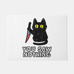 You Saw Nothing Black Cat Funny Halloween Doormat