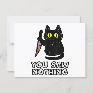 You Saw Nothing Black Cat Funny Halloween Postcard
