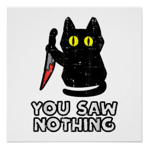 You Saw Nothing Black Cat Funny Halloween Poster