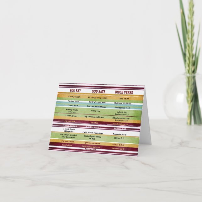 "You Say/God Says" Inspirational Bible Verses Card (Front)