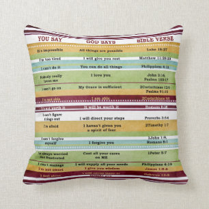 "You Say/God Says" Inspirational Bible Verses Cushion