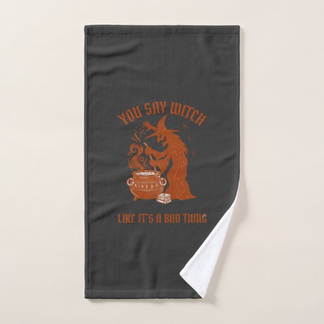 You Say Witch Halloween Magic Cauldron Hand Towel (Hand Towel)