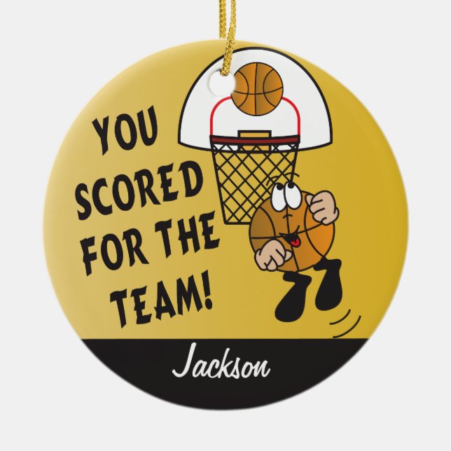 You Scored for the Team - Basketball Ceramic Tree Decoration (Front)