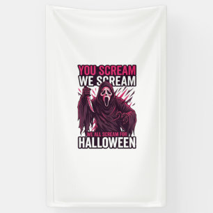 You Scream We Halloween Ghostface Bloody Knife Banner