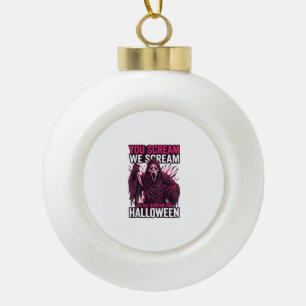 You Scream We Halloween Ghostface Bloody Knife Ceramic Ball Christmas Ornament